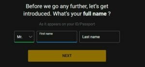 bwin Welcome Offer Name and Surname