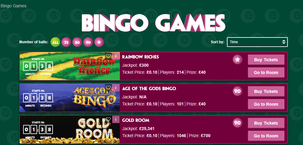 screenshot of Paddy Power bingo games