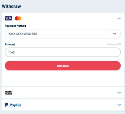 BetUK Withdrawal Screenshot