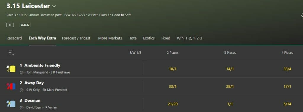 bet365 Leicester Each Way Extra Screenshot