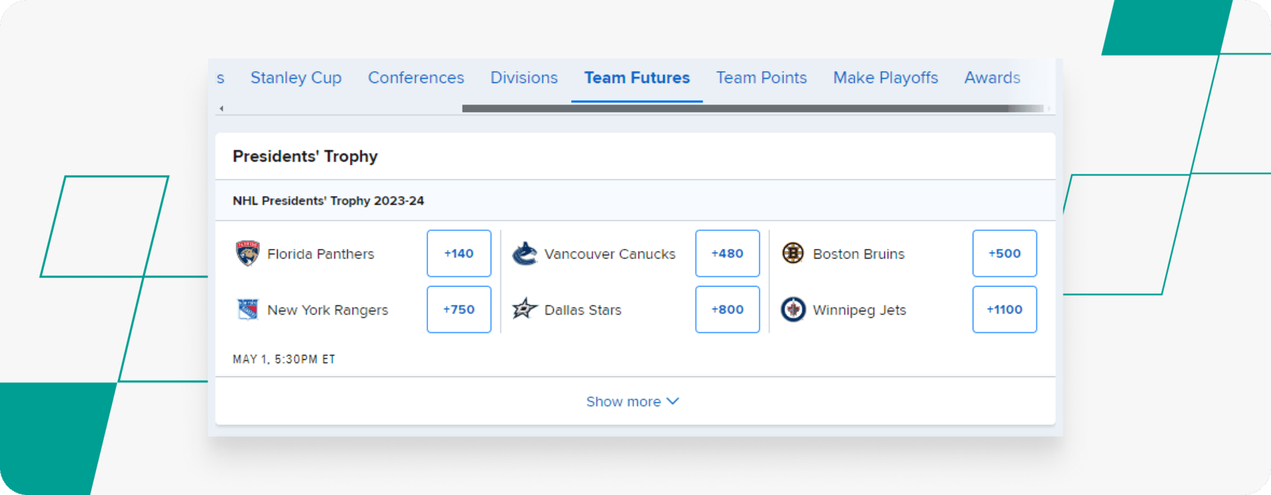 fanduel nhl futures betting desktop screenshot