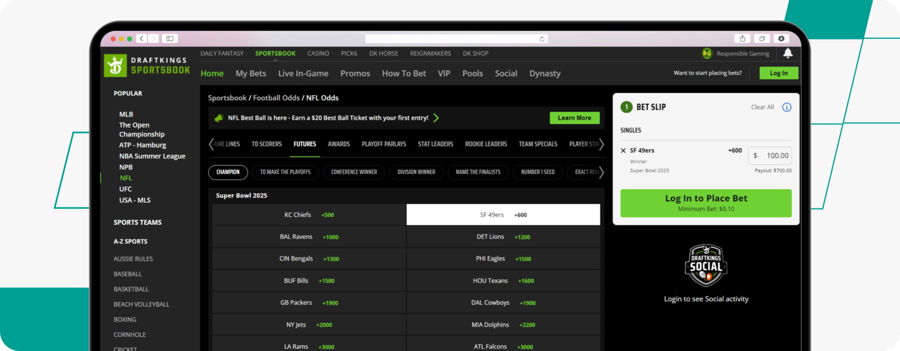 DraftKings Hedge example desktop